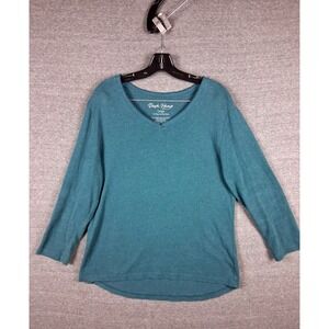 Dash Hemp Santa Cruz Womens Shirt L Blue Organic Cotton Hem Pullover Knit Casual